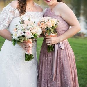 Dusty Rose One-Shoulder Knee-length Bridesmaid Dre